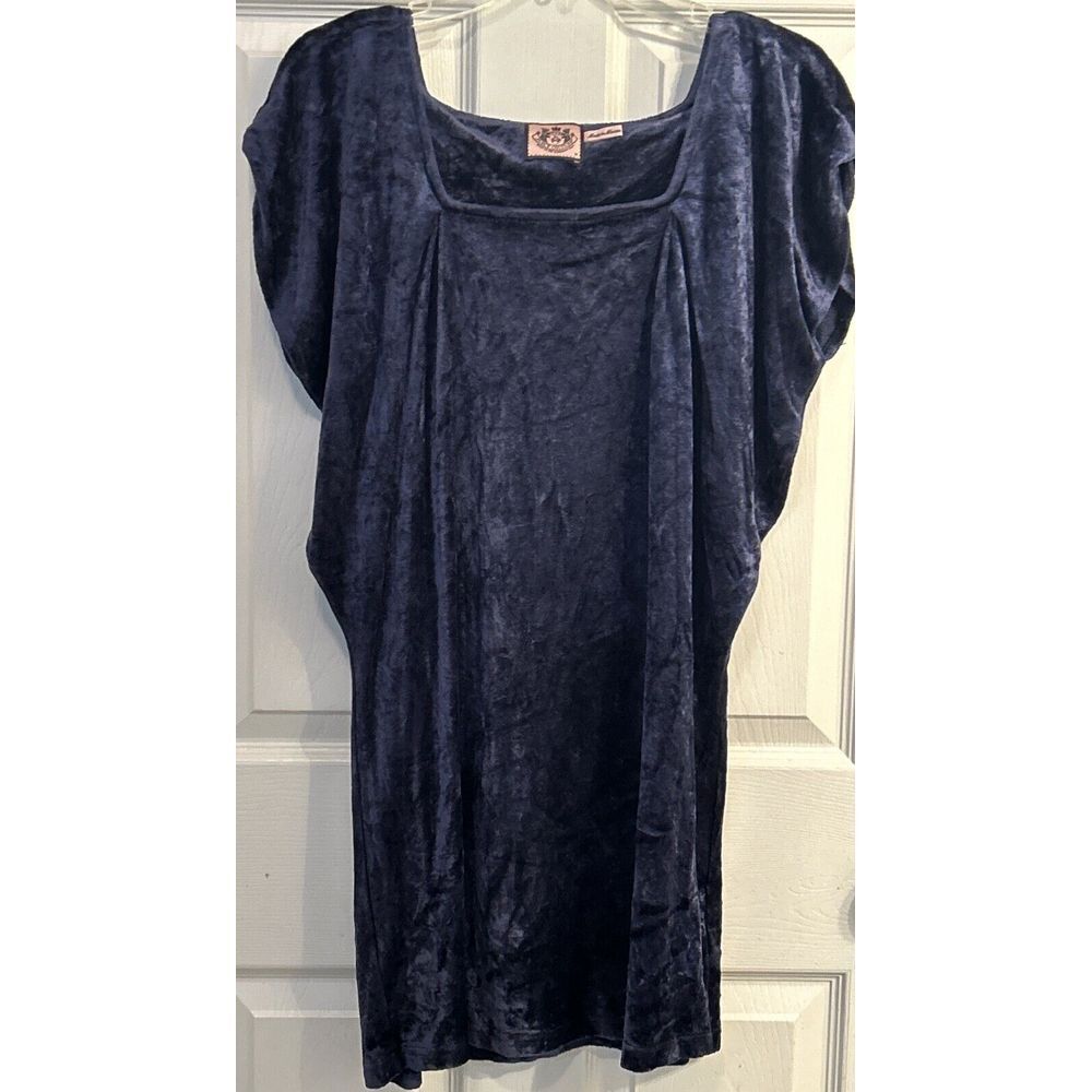 Juicy Couture‎ Women M Blue Velour Top Square Neck Y2K